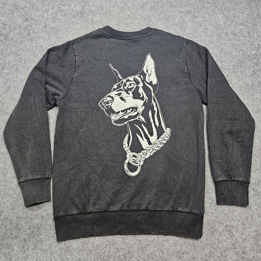 Death Row Records Doberman Dog Black Cotton Blend Men's Sweater Medium‎